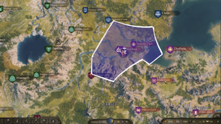 An image of the dynamic Battle Terrain system to be set up in a coming Mount and Blade 2 patch. This image shows A single world region in the north of Calradia.