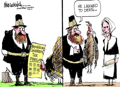 Political cartoon U.S. Republican Tax Plans Thanksgiving