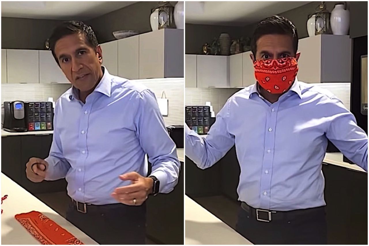 Dr. Sanjay Gupta makes a mask