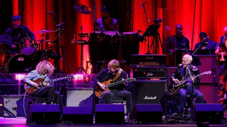 Grace Bowers, Trey Anastasio, and Peter Frampton perform during the 2025 Love Rocks NYC Benefit for God's Love We Deliver at Beacon Theatre on March 06, 2025 in New York City