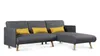 Los Angeles Light Grey Fabric Corner Sofa Bed and Chaise