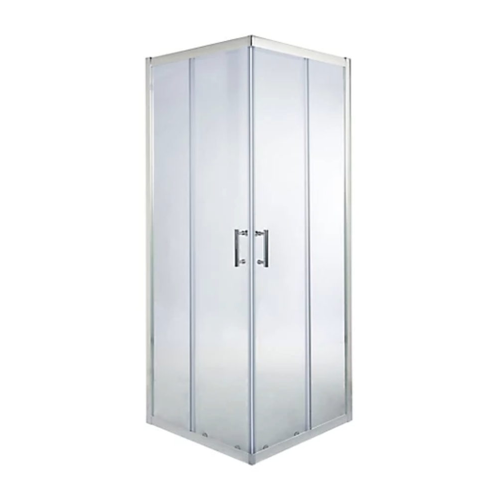 Cooke &amp;amp; Lewis Onega Framed Clear Silver effect Square Shower enclosure - Corner entry double sliding door (W)76cm (D)76cm