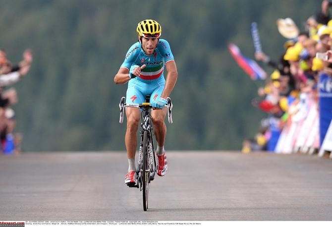 Vincenzo Nibali (Astana) solos to the stage 10 victory