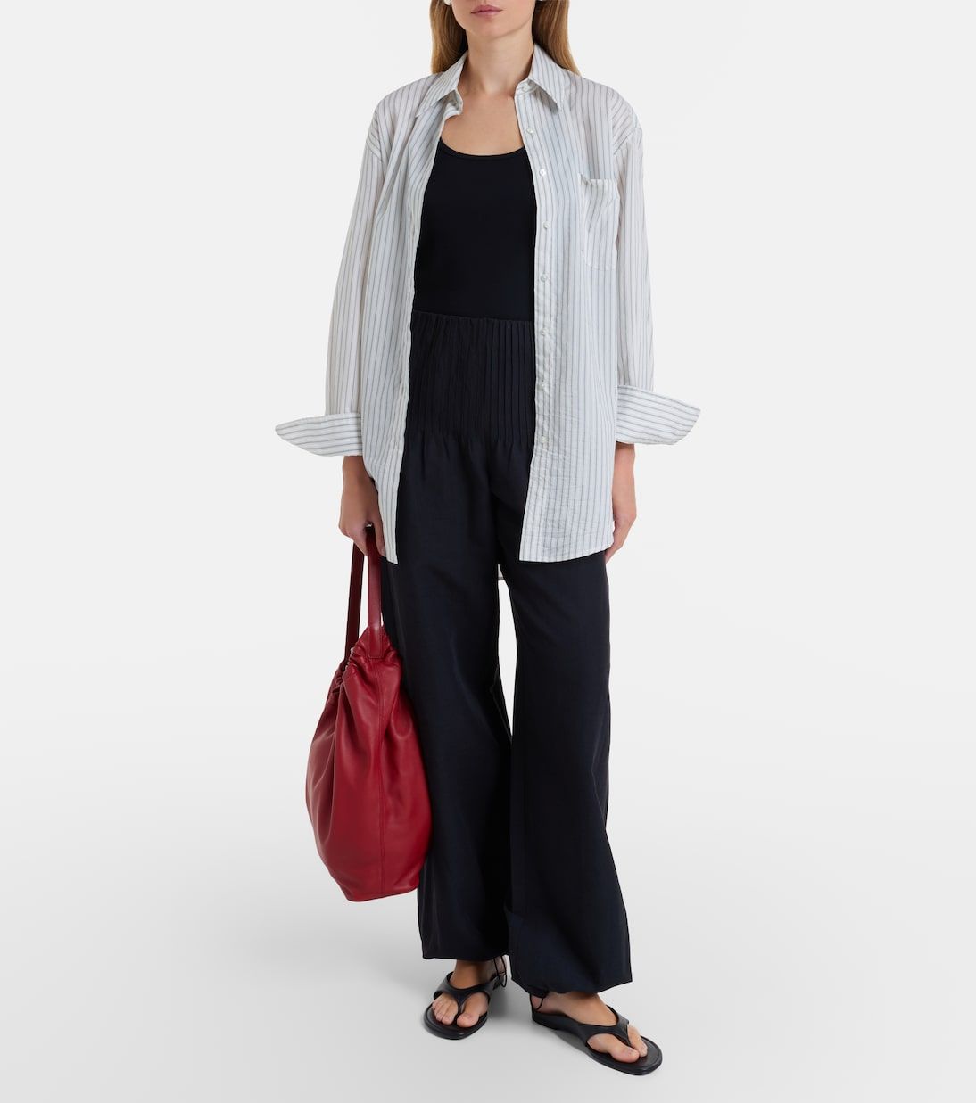 Cotton, Rayon, and Linen Balloon Pants in Black - Vince