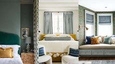 three images of bedrooms