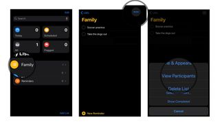 View participants: Tap on Family from the main list, Tap on the three dots, Tap View Participants.