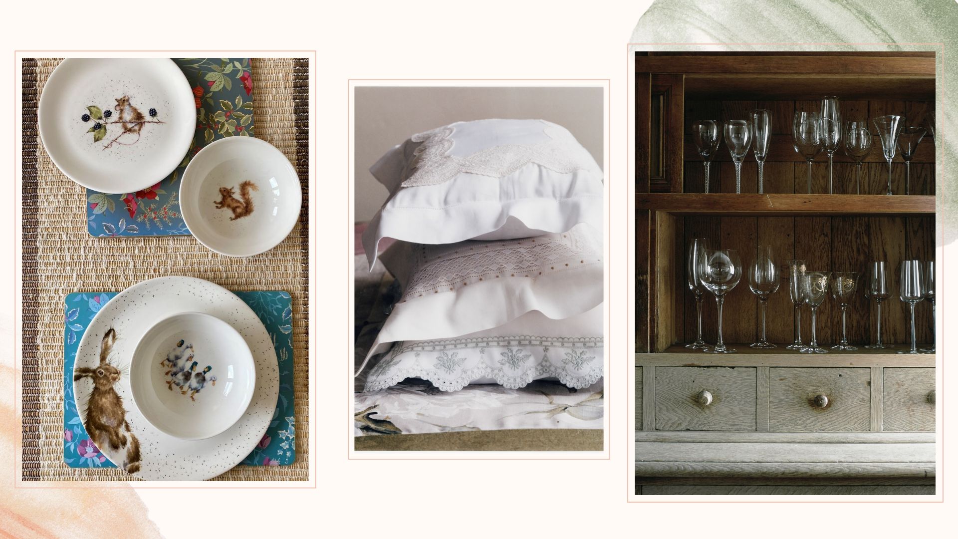 collage plates, bedding and glassware no longer saved for best