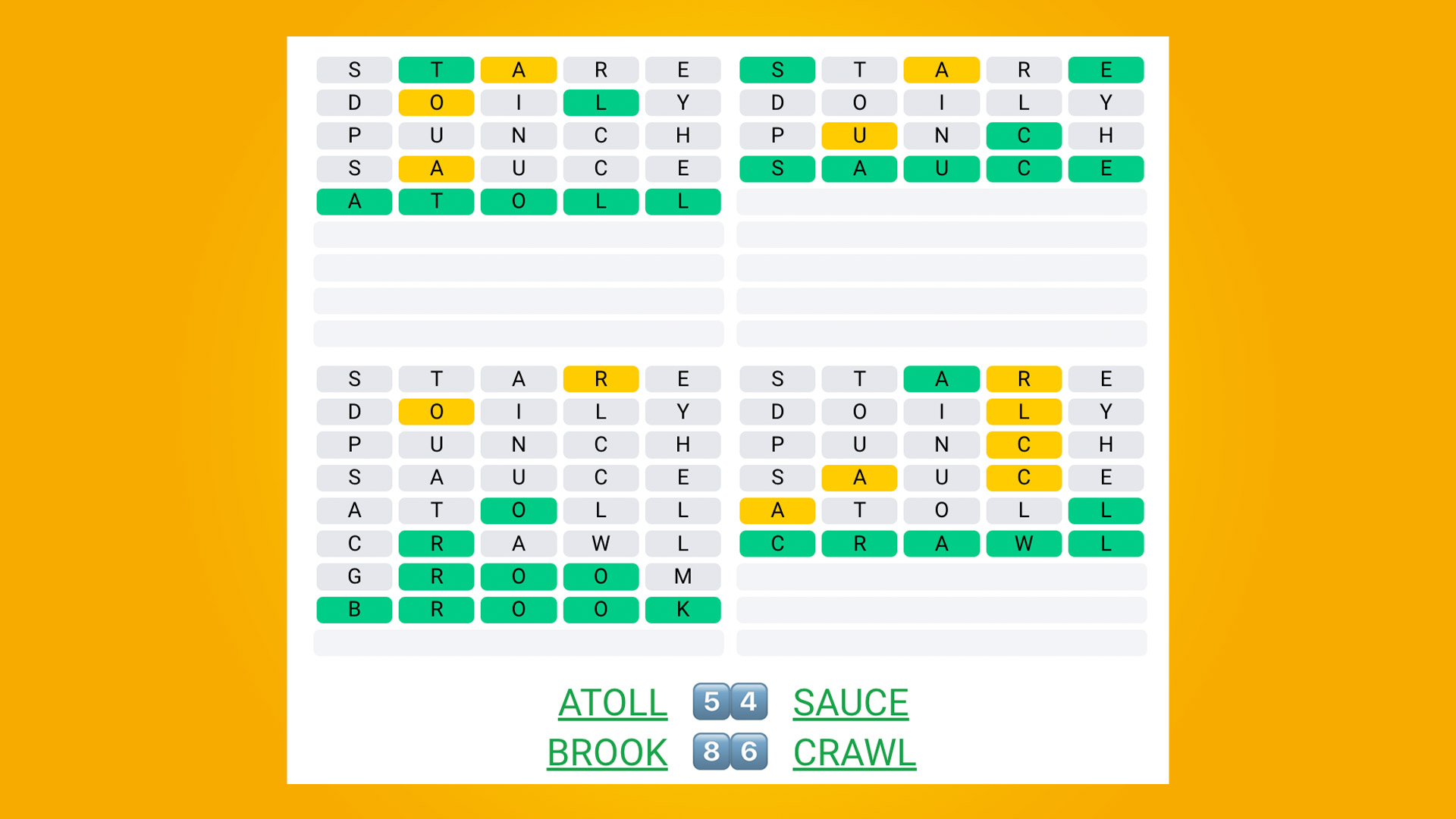 Quordle 407 answers on a yellow background