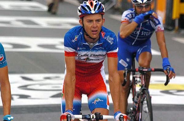 Florent Brard (Caisse d'Epargne) crosses the line