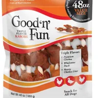 Good 'n' Fun Triple Flavor Kabobs Rawhide Chews Dog Dental Treats, 48-oz bag