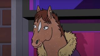 Hollyhock sitting on a fire escape on BoJack Horseman