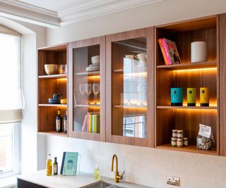Wooden strip light cabinets
