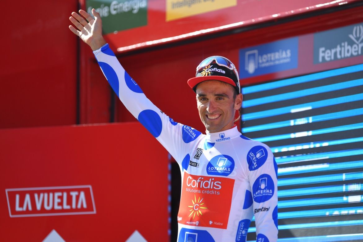 Luis Angel Mate (Cofidis) in the polka dot jersey at the Vuelta a Espana.