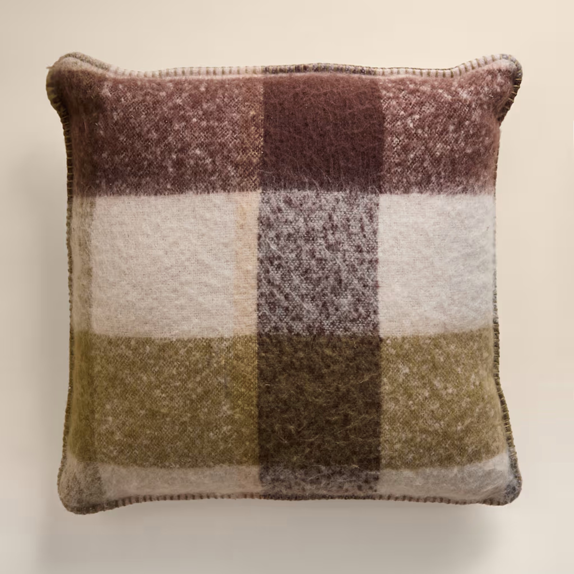 M&amp;amp;S Faux Mohair Brushed Checked Cushion