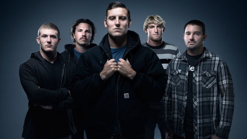 Parkway Drive posing for a photograph in 2015