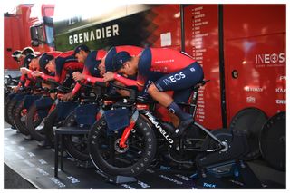 Daniel Felipe Martínez of Colombia and INEOS Grenadiers warming up prior to the 81st Paris - Nice 2023