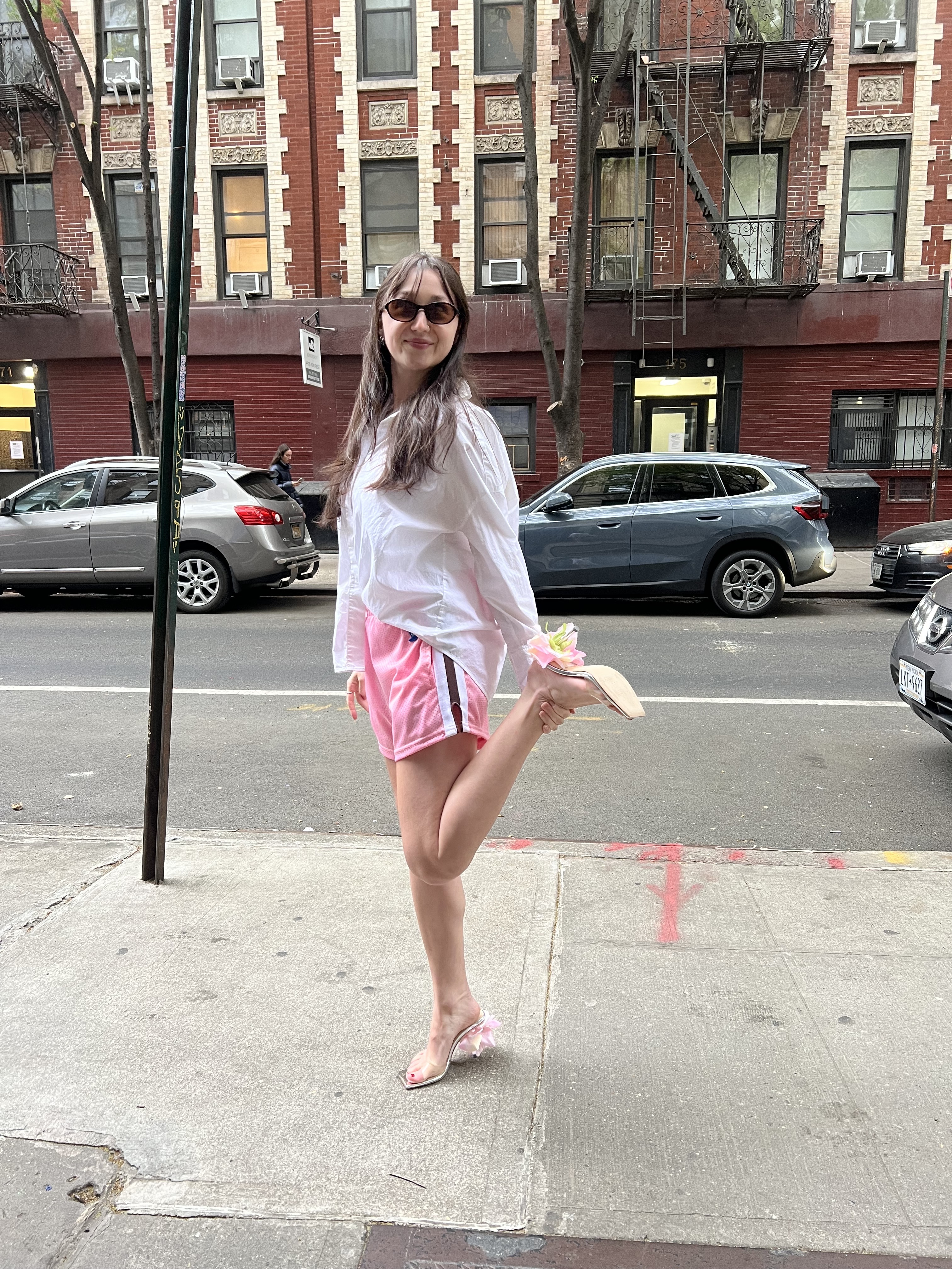 Emma Childs wears the Magda Butrym x H&M floral heels
