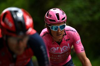 TORTONA ITALY MAY 17 Geraint Thomas of The United Kingdom and Team INEOS Grenadiers Pink Leader Jersey competes during the 106th Giro dItalia 2023 Stage 11 a 219km stage from Camaiore to Tortona UCIWT on May 17 2023 in Tortona Italy Photo by Tim de WaeleGetty Images