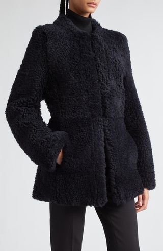 Cinched Genuine Shearling Jacket