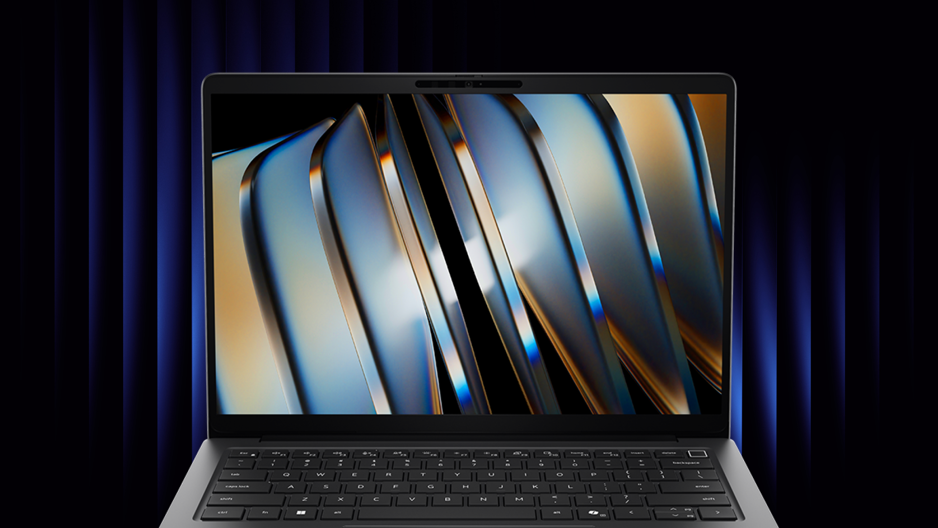 Dell Pro laptop viewed front-on but close enough so you can see the keys more clearly
