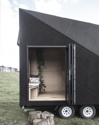 The final polyhedronal design involved a subtle sleight of hand inspired by the classic A-frame cabin and Airstream trailer