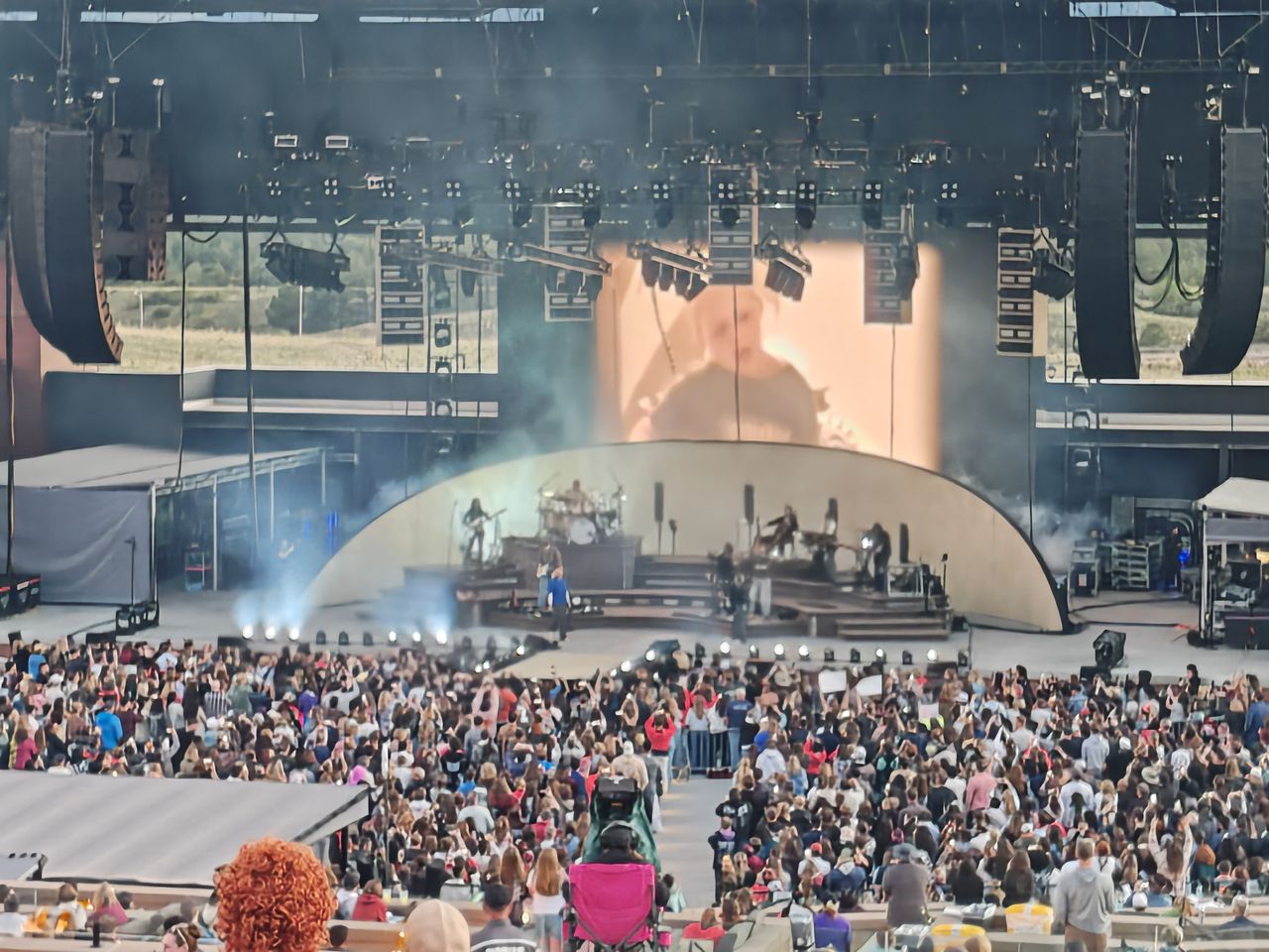 Zoom shots of a stage taken at an outdoor concert