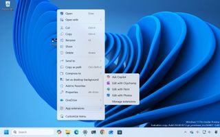 Windows 11 desktop with the new context menu