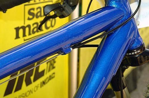 Killeen's new Gary Fisher hardtail frame is made from externally-butted ZR9000 aluminum and features a new revised head tube that is claimed to be lighter and more robust.