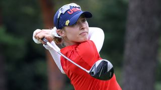 Nelly Korda takes a tee shot at the 2020 Olympics