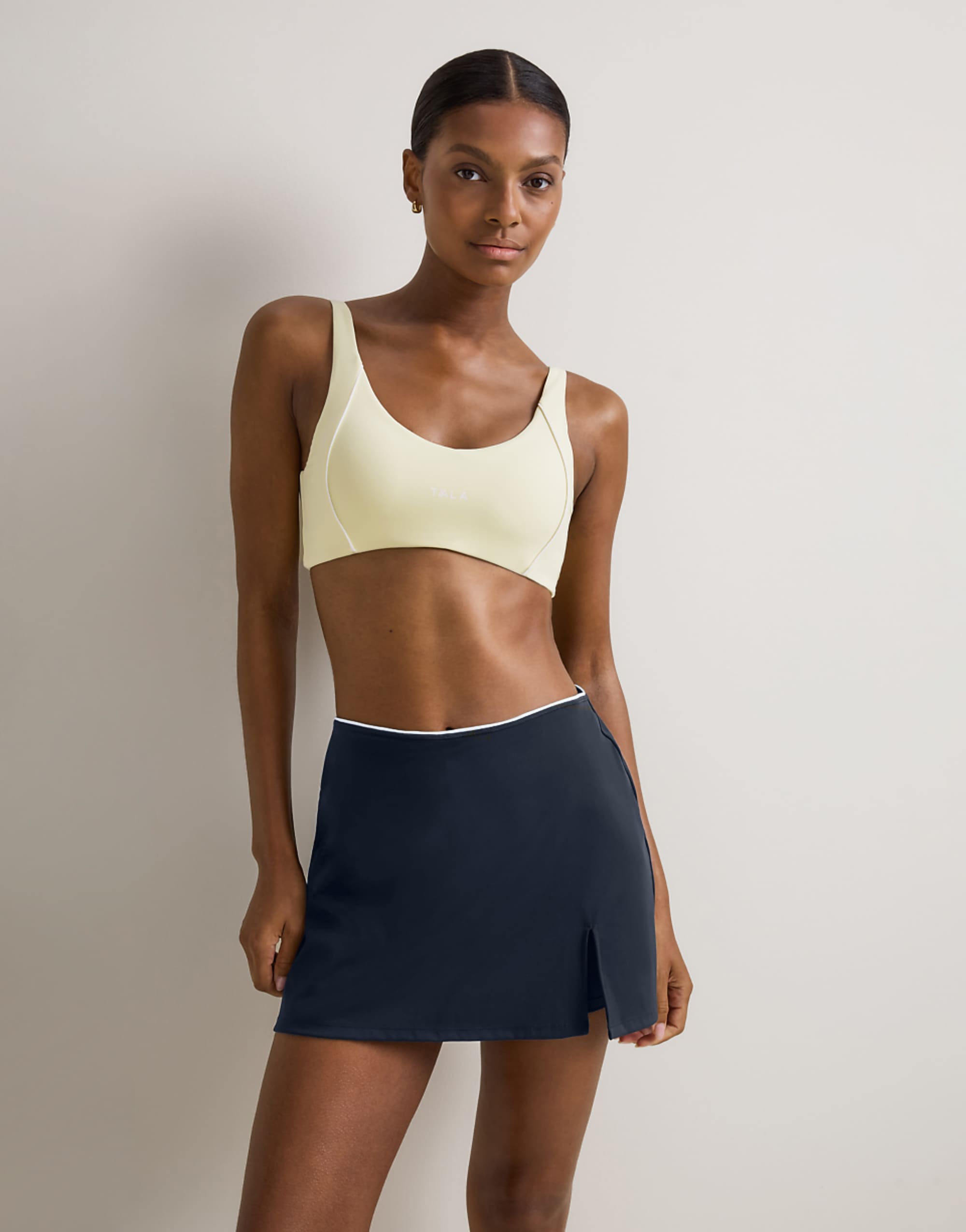 Tala Skinluxe Contrast Piping Mini Skort in Midnight Navy