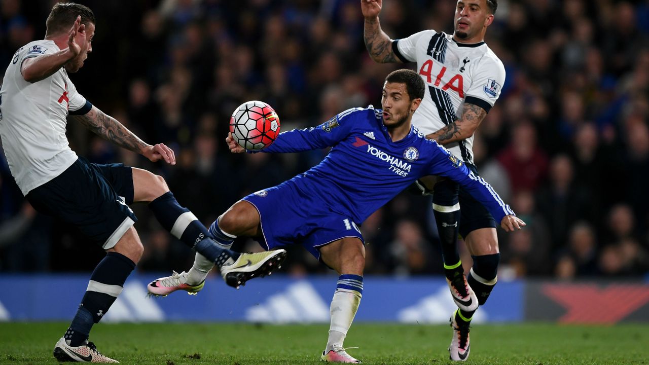 Eden Hazard of Chelsea in action against Spurs