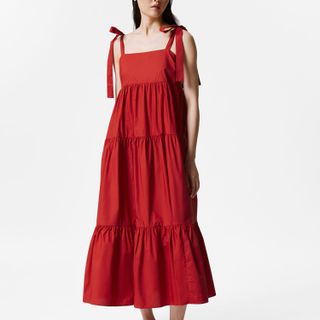 & Other Stories, Tiered Tie-Strap Midi Dress