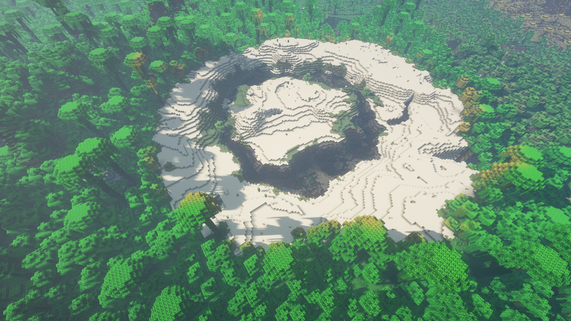 Minecraft seed - A desert biome surrounded by a river and a jungle.