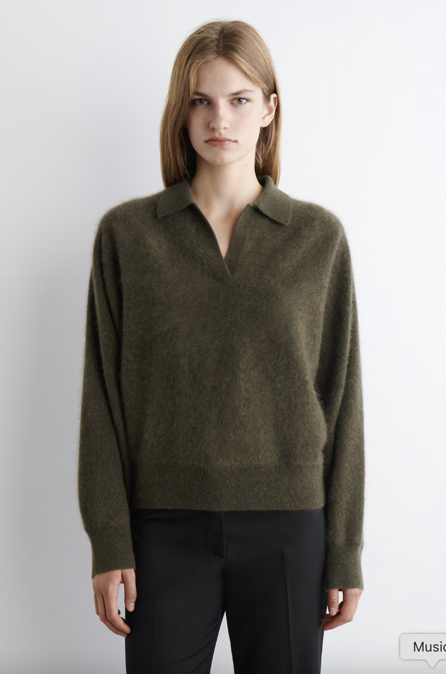 Cos, Brushed Cashmere Polo Sweater