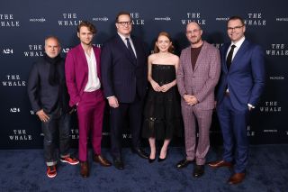 The cast of The Whale assembled on the red carpet