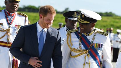 Prince Harry arrives at Antigua on the first day of his official visit to the Caribbean