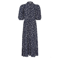 Finery London crepe printed ruffle midi tea dress