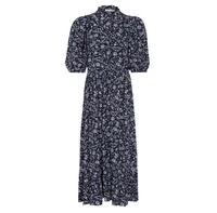 Finery London crepe printed ruffle midi tea dress