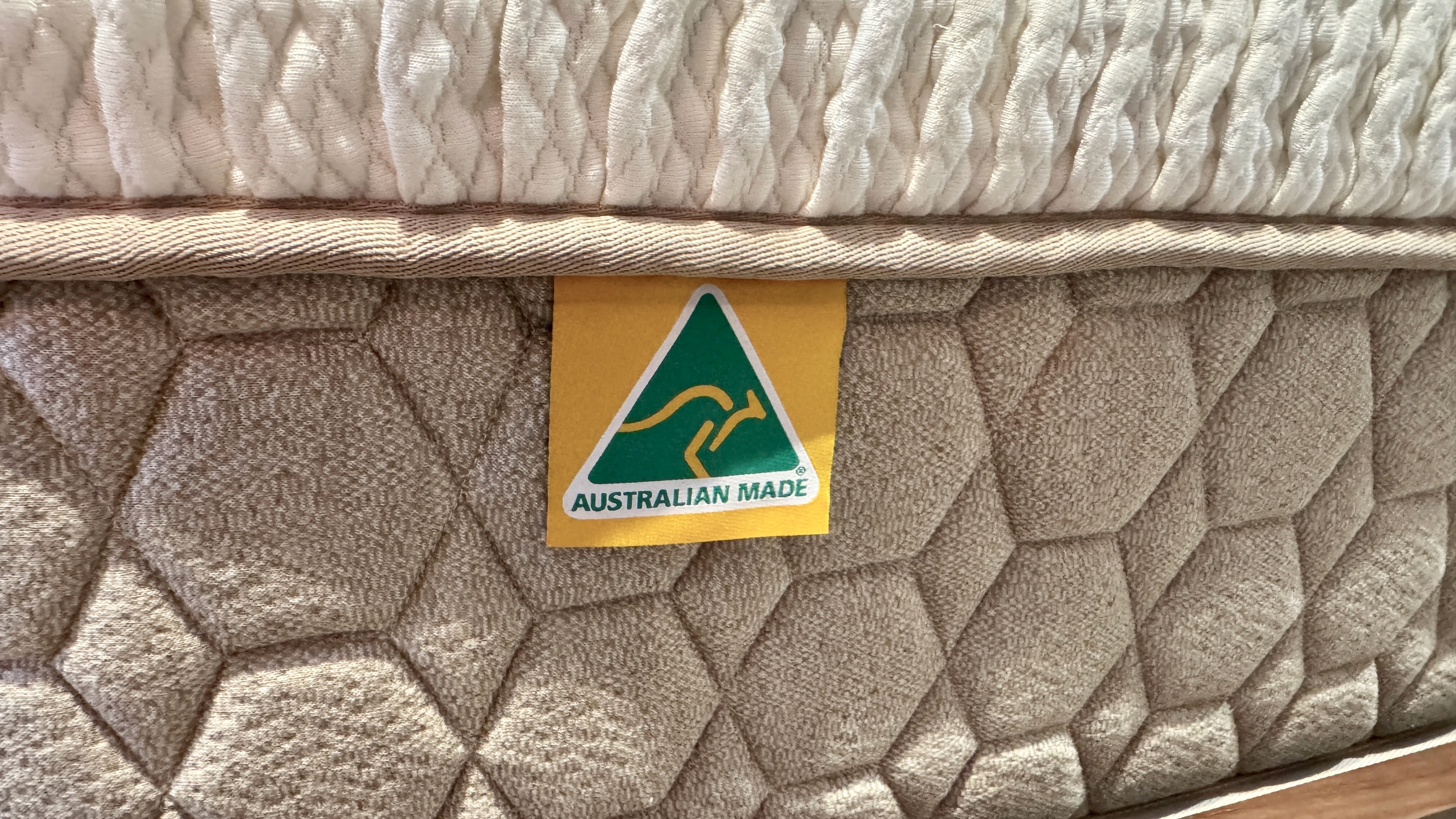 The &quot;made in Australia&quot; tag on the Yinahla Premier Luxe mattress