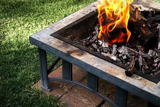 close-up of fire pit