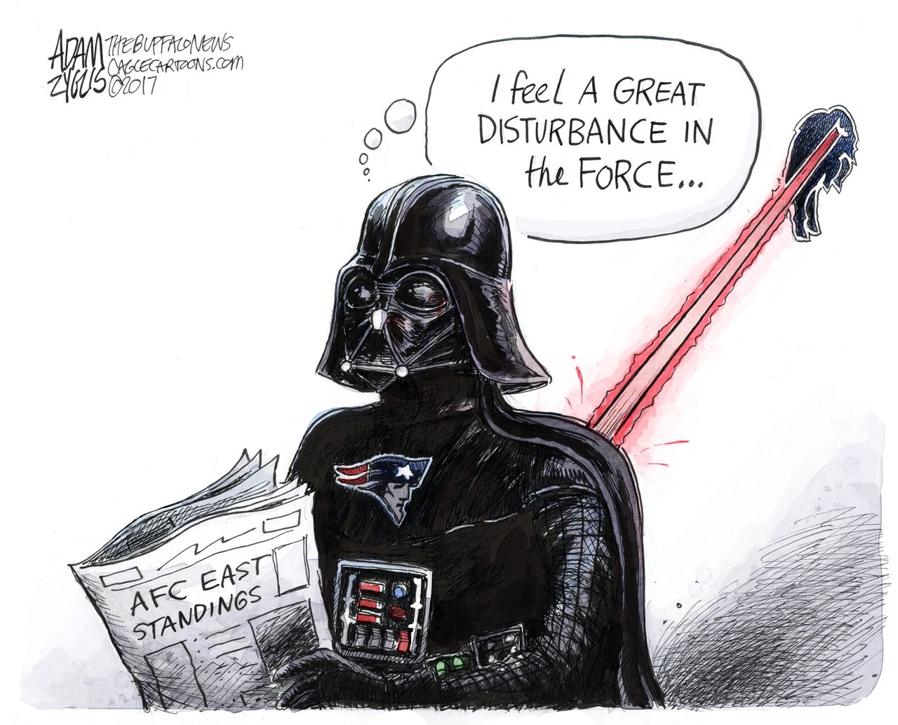 Editorial cartoon U.S. Buffalo bills NE patriots AFC NFL football Darth Vader