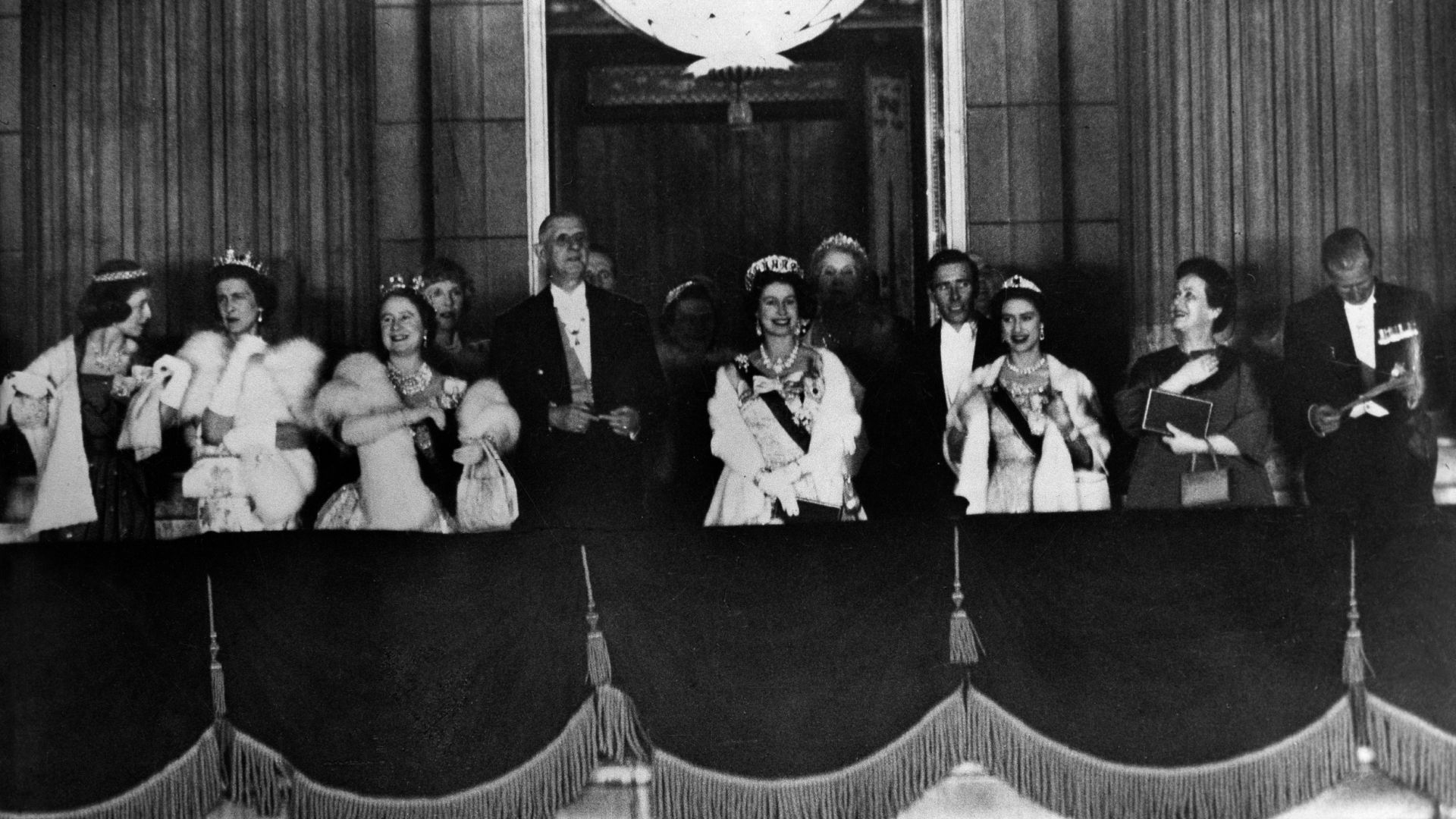 Members of the Royal Family with Charles de Gaulle and Yvonne de Gaulle in 1960
