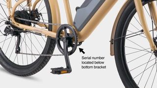 Photo showing location of serial number on Pacific Cycle e-bike