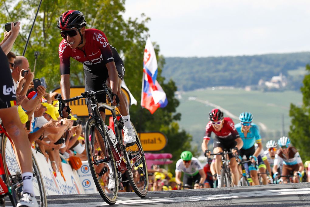 Egan Bernal finishes stage 3 at the Tour de France ahead of teammate Geraint Thomas