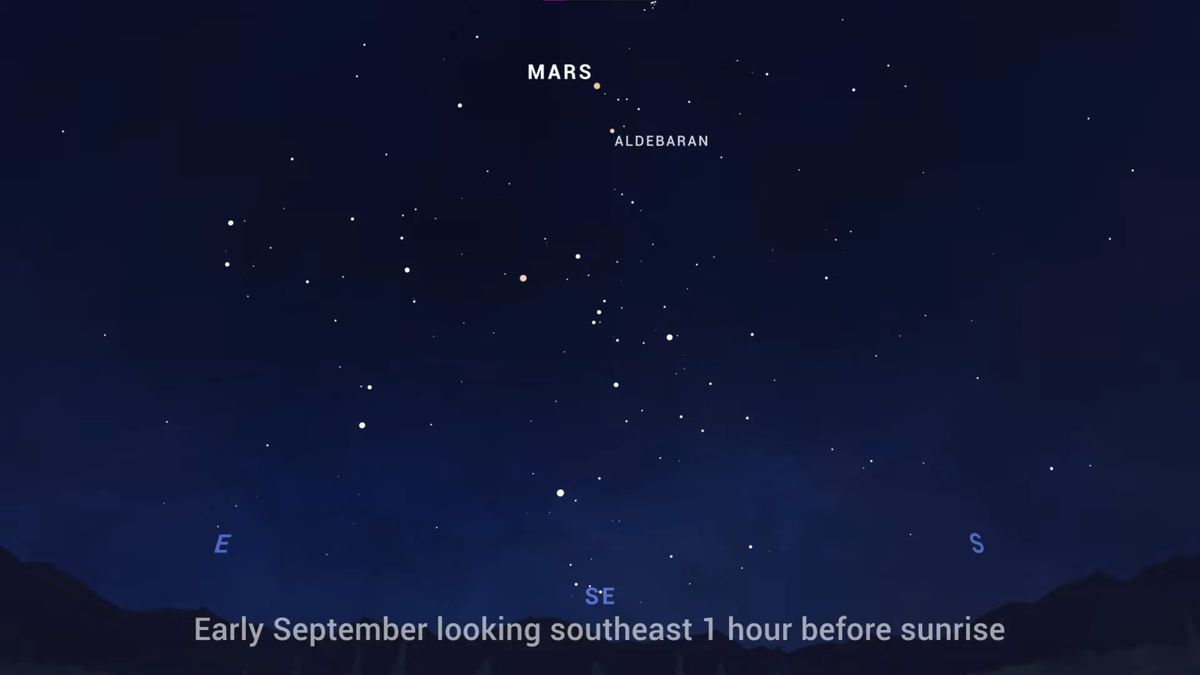 Catch Mars near the bright star Aldebaran Tuesday night (Sept. 6)