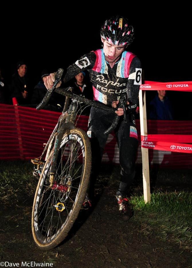 Zach McDonald (Rapha Focus) got to put some of his bike handling skills to use tonight