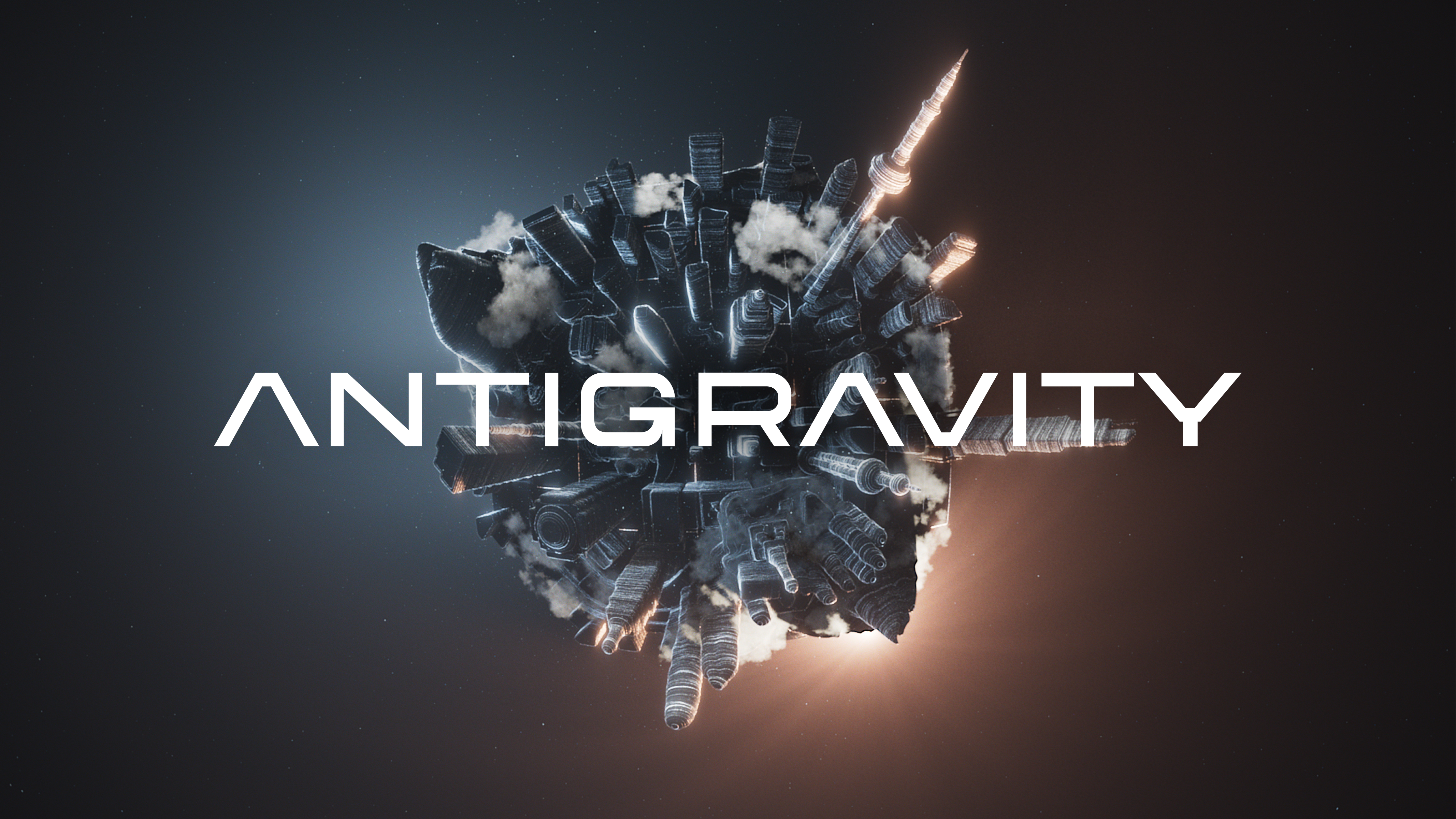 An Antigravity press photo showing a Tiny Planet city and the brand's logo