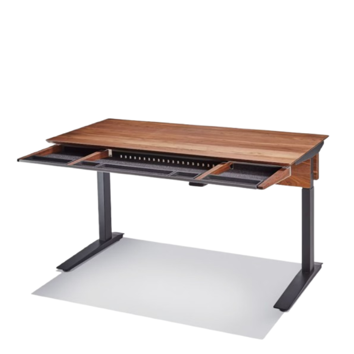 Grovemade Standing Desk with drawers open on a white background