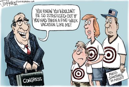 Political Cartoon U.S. Congress inaction mass shooting epidemic