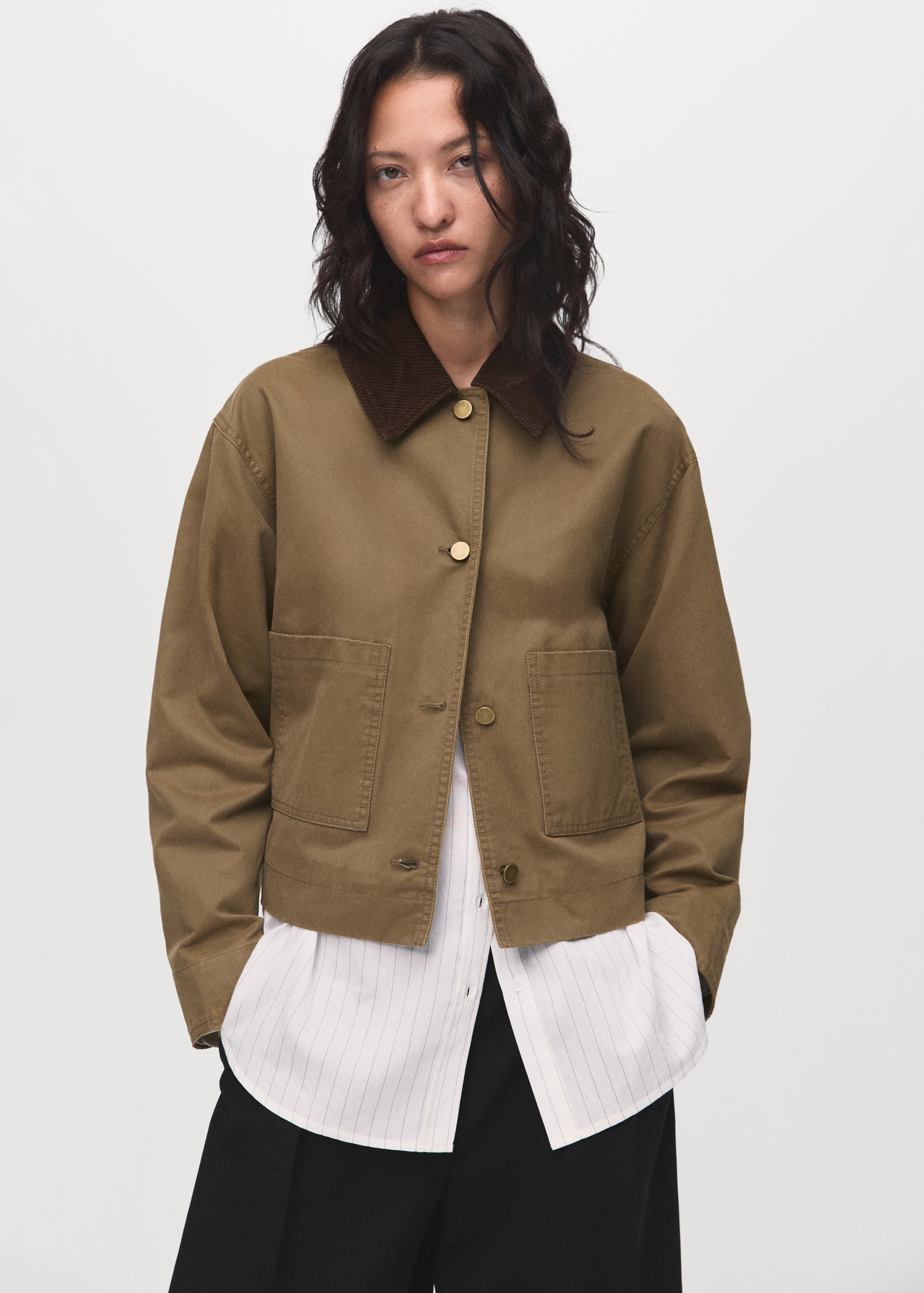 Denim Parka With Corduroy Collar - Women | Mango United Kingdom